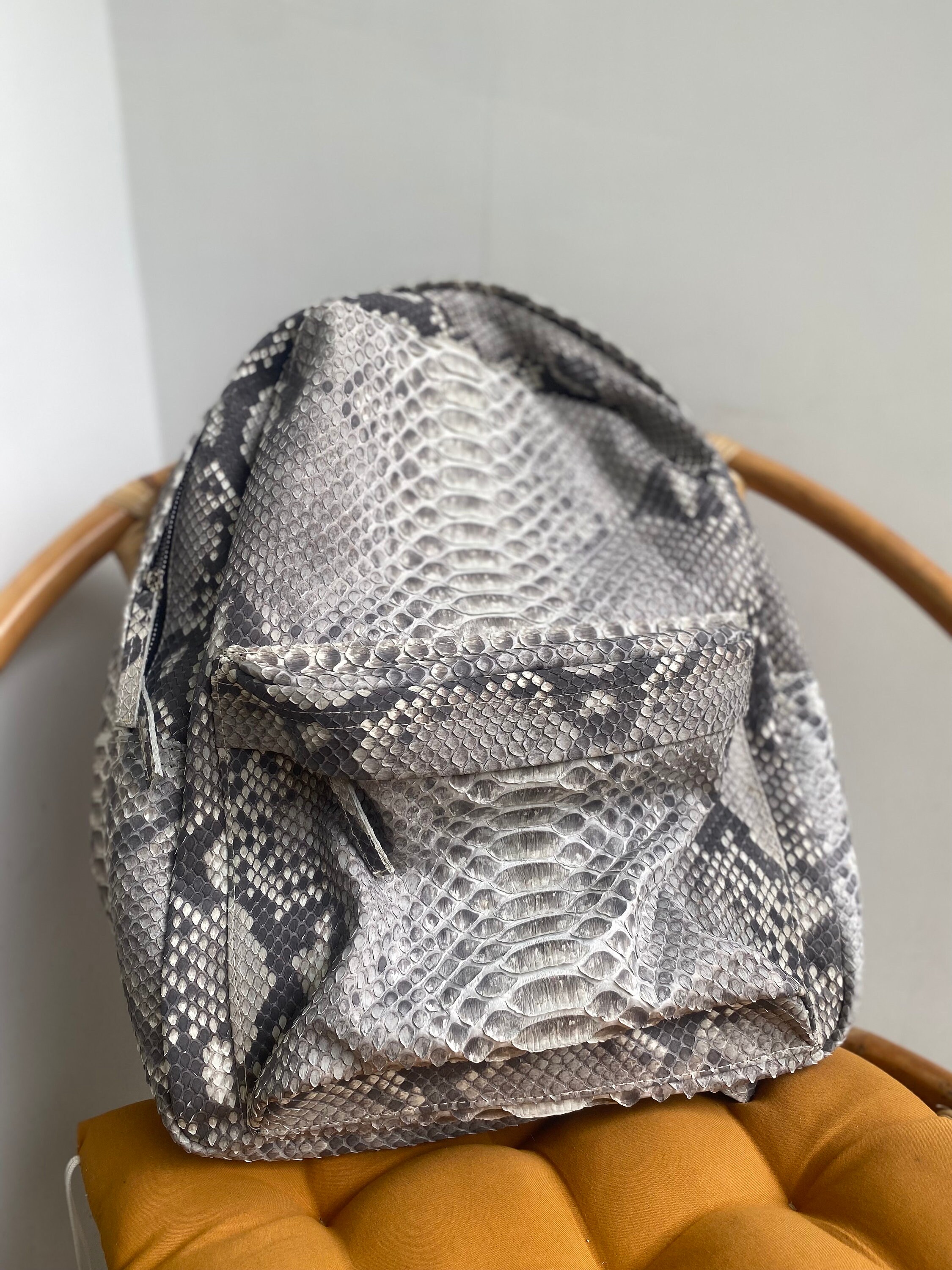 Patricia Nash Snakeskin Python Leather Convertible Backpack Purse Black Cream Patricia Nash Alencon Leather Backpack | HSN main image 4