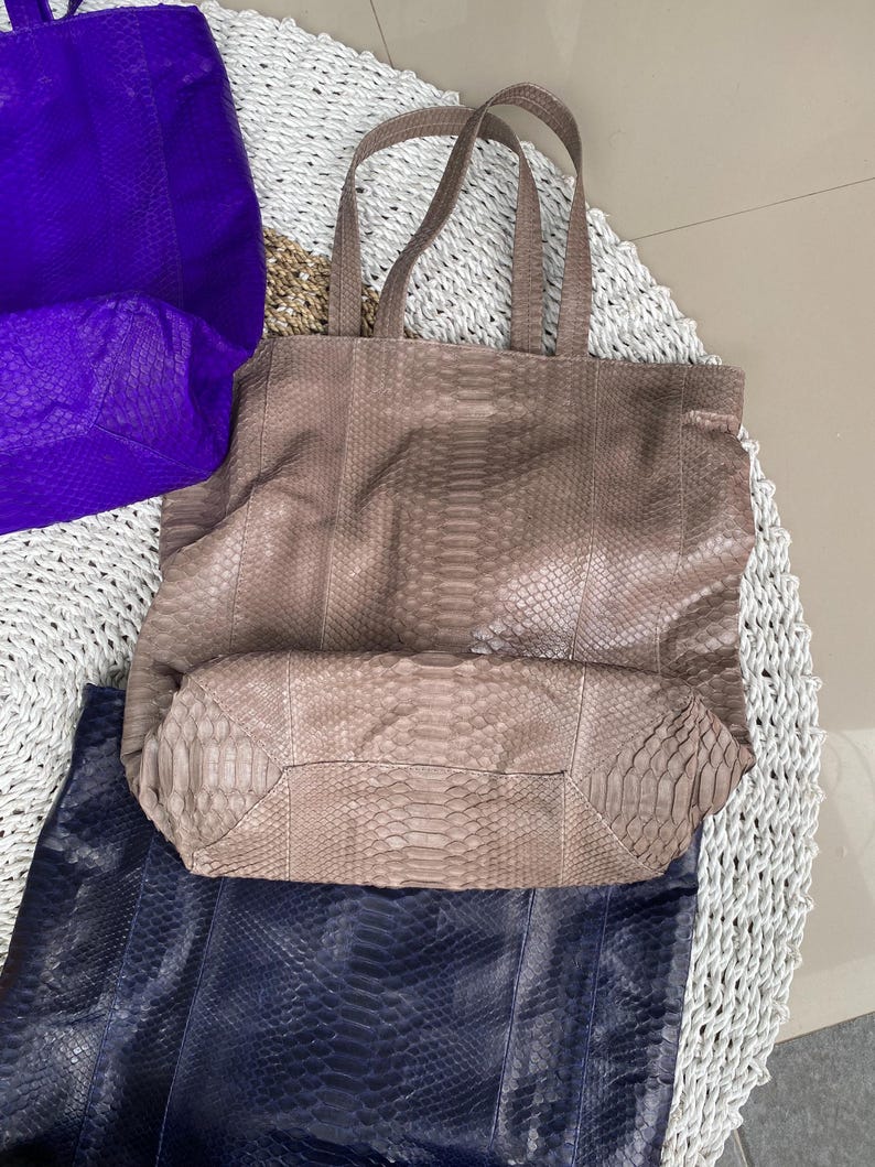 bolso de mano de pitón genuino imagen 6