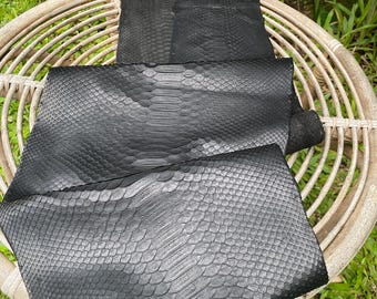 Piel de pitón auténtica de serpiente en color negro