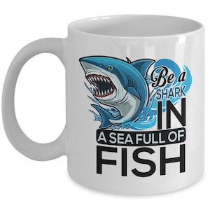 Fishy Fun A Whimsical Ceramic Mug for Coffee Lovers. Hand-Painted Fish Mug: A Unique Gift for Ocean Enthusiasts. Brighten Up Your Morning
