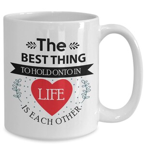 Romantic Gift for Him or Her. Ceramic Mug with Heart Handle. A Sweet Mug for Your Sweetheart-The Perfect Blend You Mocha Me Happy and Love.