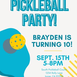 Pickleball Invite | Pickleball Birthday Party Invite | Boys Birthday Party Digital Download Invite | Sports Invite | Pickle Ball Invite image 4
