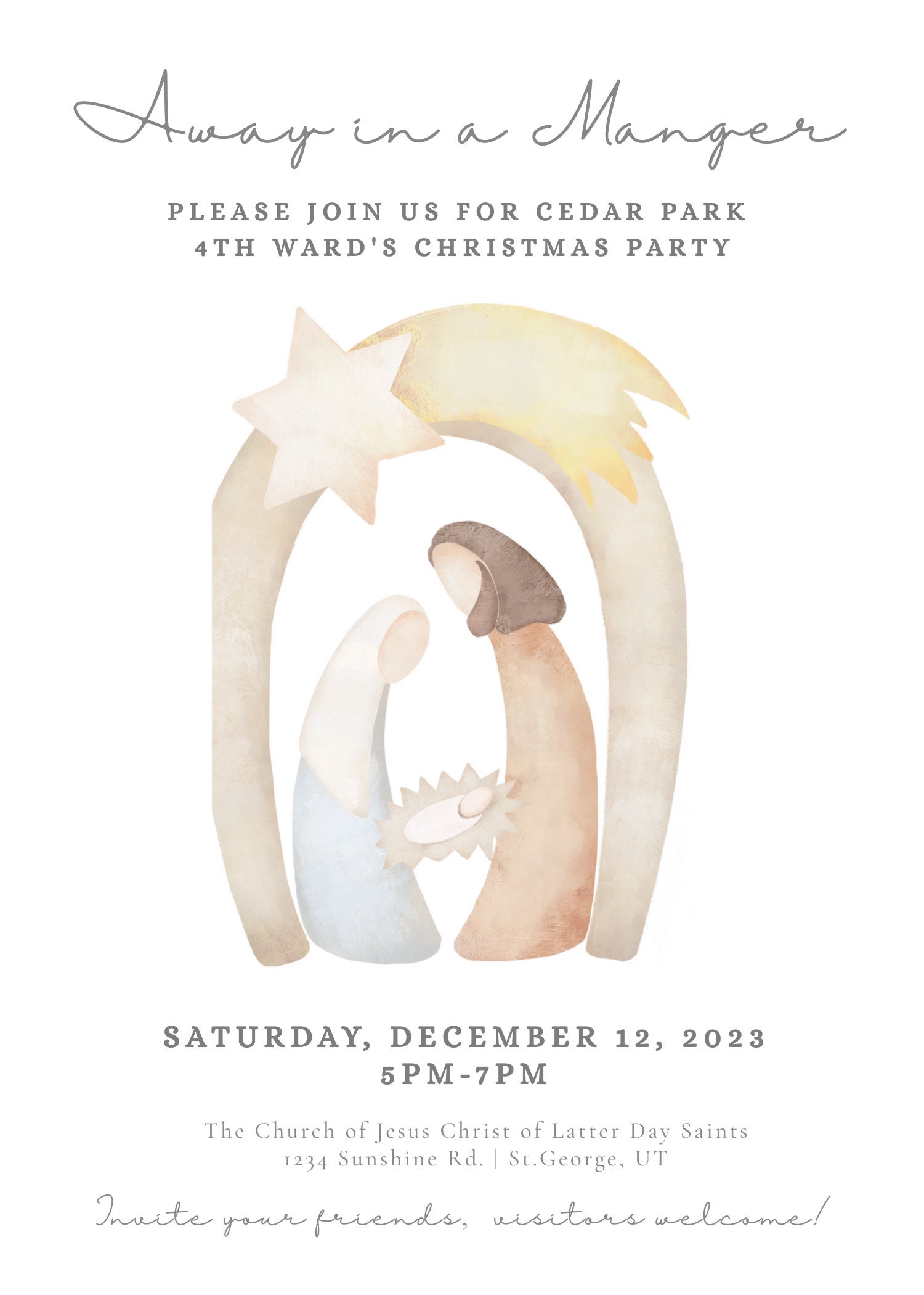 LDS Ward Christmas Party Invitation | Ward Christmas Program Template | Digital Download ...