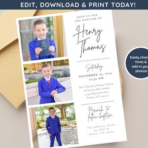 LDS Baptism Invitation Boy | Baptism Invitation Template | Editable Baptism Invitation Template | LDS Baptism Announcement | Mormon Baptism
