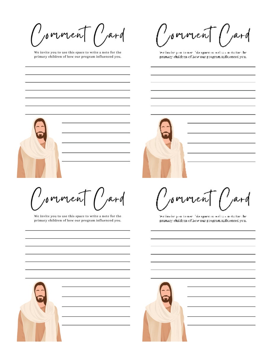 LDS Primary Program Comment Card | Primary Program Template | Primary ...