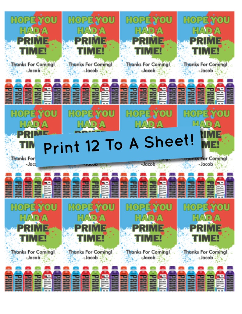 Prime Time Birthday Thank You Favor Tag Prime Time Goodie Etsy