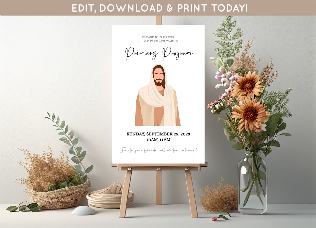LDS Primary Program Easel Sign 20x30 | Primary Program Template ...