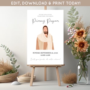 LDS Primary Program Easel Sign 20x30  | Primary Program Template | Primary Presentation Editable Invite | Mormon Primary Program Foyer Sign