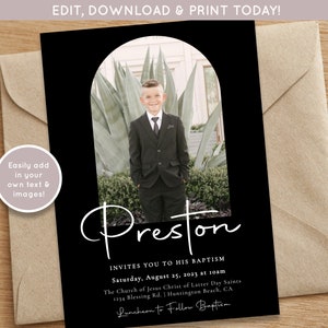 LDS Baptism Invitation Boy | Baptism Invitation Template | Editable Baptism Invitation Template | LDS Baptism Announcement | Mormon Baptism