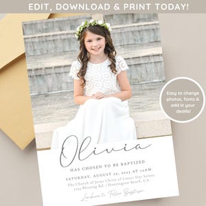 LDS Baptism Invitation Girl | Baptism Invitation Template | Editable Baptism Invitation Template | LDS Baptism Announcement | Mormon Baptism
