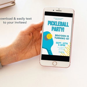 Pickleball Invite | Pickleball Birthday Party Invite | Boys Birthday Party Digital Download Invite | Sports Invite | Pickle Ball Invite image 2