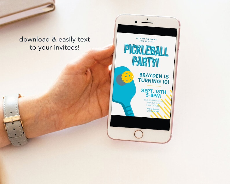 Pickleball Invite | Pickleball Birthday Party Invite | Boys Birthday Party Digital Download Invite | Sports Invite | Pickle Ball Invite image 2