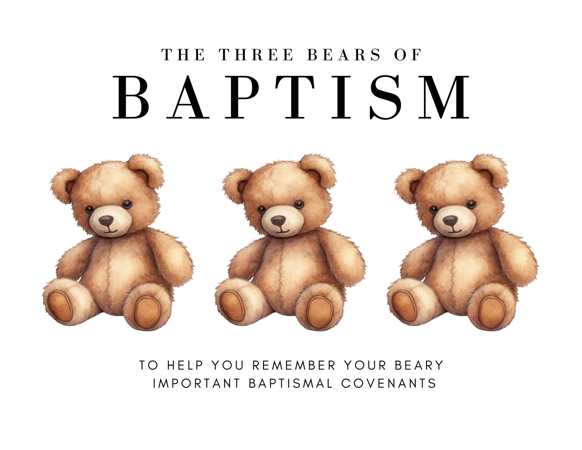 The Three Bears of Baptism LDS Printable Kit | Baptism Talk, Signs, Handouts | LDS Baptism Talk | Mormon Baptism Handout Digital Download - Etsy for 3 Bears Of Baptism Free Printable