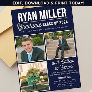 Graduation and Mission Combo Announcement | LDS Mission Farewell Invitate | Mormon Missionary Announcement | Called to Serve | Graduation