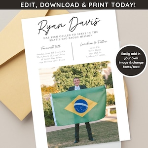 LDS Mission Farewell Invitation | Missionary Announcement | Editable Mission Invitation | Mormon Missionary | Mission Farewell Invite