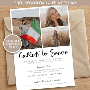 LDS Mission Farewell Invitation | Sister Missionary Announcement  | Editable Mission Invitation |  Female Mormon Missionary Announcement