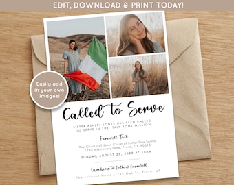 LDS Mission Farewell Invitation | Sister Missionary Announcement  | Editable Mission Invitation |  Female Mormon Missionary Announcement