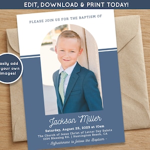 LDS Baptism Invitation Boy | Baptism Invitation Template | Editable Baptism Invitation Template | LDS Baptism Announcement | Mormon Baptism