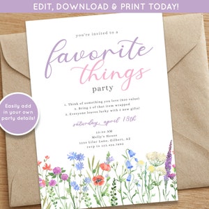 Spring Girls Night Invite | Floral Favorite Things Party | Spring Party Invite | Favorite Things Girls Night Invite