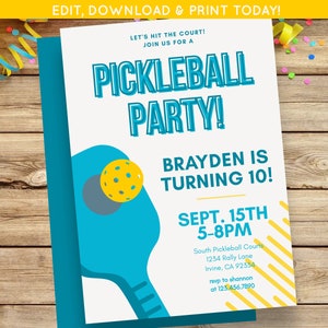 Pickleball Invite | Pickleball Birthday Party Invite | Boys Birthday Party Digital Download Invite | Sports Invite | Pickle Ball Invite image 1
