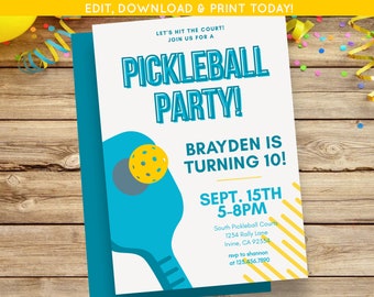 Pickleball Invite | Pickleball Birthday Party Invite | Boys Birthday Party Digital Download Invite | Sports Invite | Pickle Ball Invite