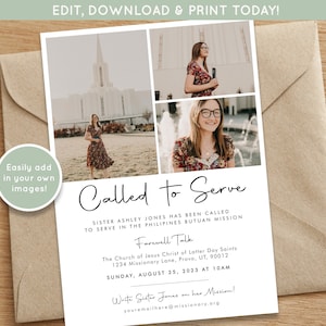 LDS Mission Farewell Invitation | Sister Missionary Announcement Editable Mission Invite | Mormon Missionary Announcement Write a Missionary