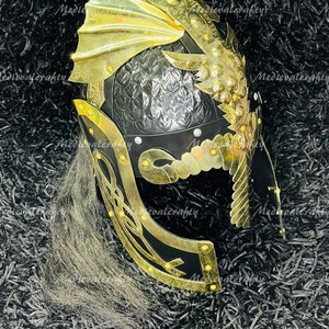 18 Gauge Steel & Brass Medieval Wyvern dragon Helmet Medieval Fantasy Helmet Medieval Viking Helmet With Brass Decoration Vendel Helmet