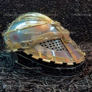 16 Gauge Steel & Brass Medieval Viking Vendel Helmet With Eye Protection Medieval Knight Helmet Viking Helmet For Cosplay Costume Helmet