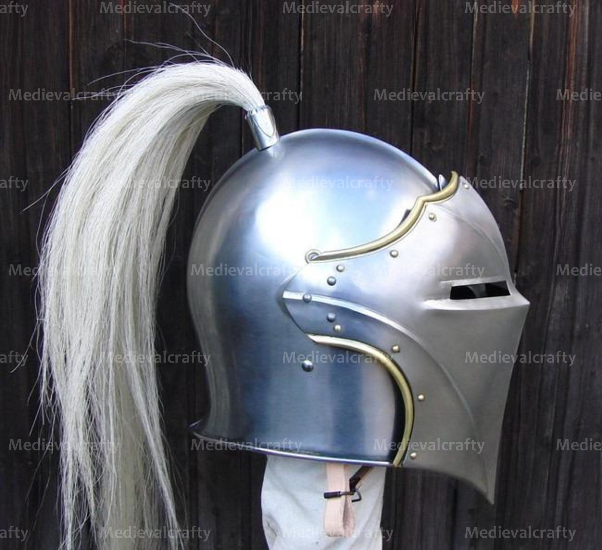 18 Gauge Fantasy Viking Helmet With White Plume Medieval