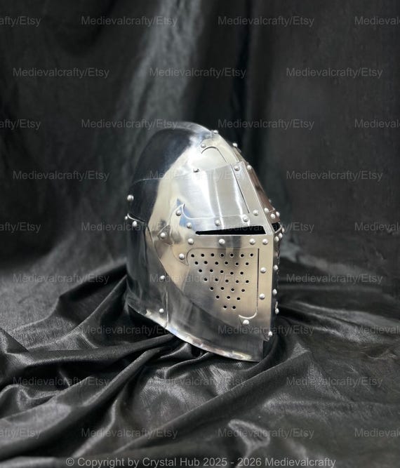 16 Gauge Medieval Crusader Helmet Medieval Bascinet Visor Helmet