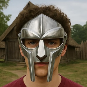 MF DOOM Mask, Mad-villain Steel Face Armor, Gladiator Style Collector Mask, Hip Hop Halloween Costume Mask, Fantasy Roleplay, Christmas gift
