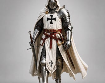 Wearable White Templar Knight Armor, Medieval Crusader Full Body Armor Suit, Handmade Steel Halloween Armor | LARP Cosplay Outfit