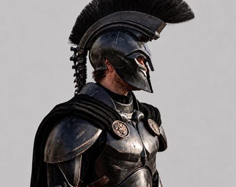 Armadura de guerrero griego hecha a mano inspirada en Agamenón, casco de la Odisea, casco de centurión romano con hueso de columna vertebral de latón auténtico, armadura de Halloween