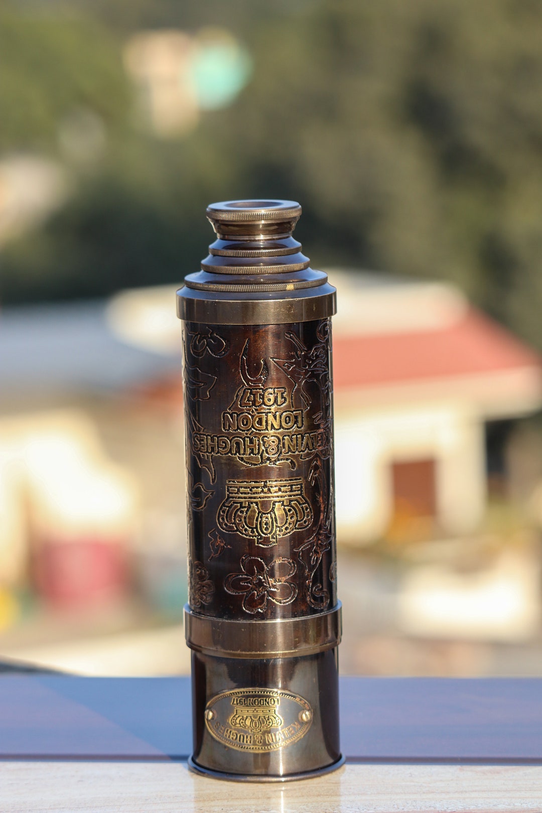 Handcrafted Brass Telescope Replica - 15" Extendable, Functional Spyglass With Leather Case, Vintage Decor