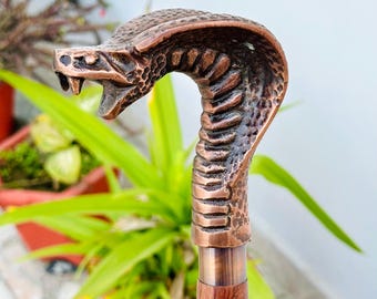 Elegant Cobra Head Walking Stick, Cobra Head Wooden Cane, Luxury Cobra Cane, Stylish Handcrafted Walking Stick for Men and Women