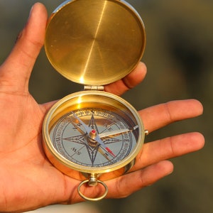 Customized Brass Compass, Working Engraved Compass, Personalized Compass, Functional compass, Anniversary Gift for Him, Father&#39;s Day Gift