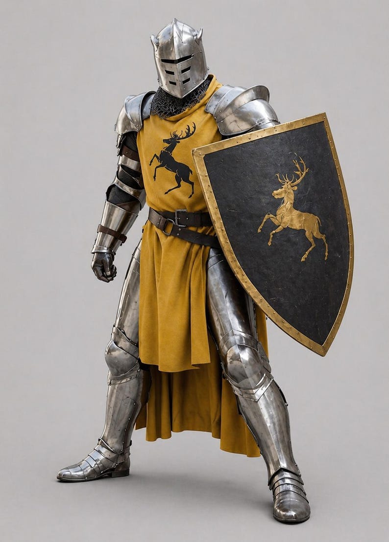 Medieval Full Steel Armor Suit Inspired By King Robert Baratheon - Gothic LARP & Cosplay, Full Body Fantasy Warrior Costume, Halloween Armor image 4