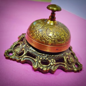 Vintage Brass Desk Bell Antique Service Bell / Nautical Maritime Brass Ornate Bell / Counter Bell / Office Bell / Calling Bell/ Service Bell