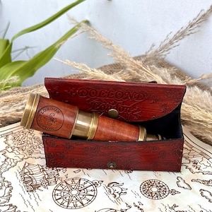 Personalisierte Arbeit Messing-Teleskop, Piraten-Spyglass-Teleskop, Jubiläumsgeschenk für Mann, Geschenk für Papa, Bootfahren Geschenk, Abschlussgeschenke