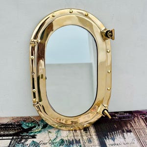 Brass Oval Porthole mirror, Brass Ship Mirror porthole, Nautical Window Wall Mirror, Maritime Bathroom Mirror & Home Decor, Wall mirror gift