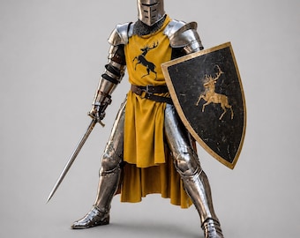 Medieval Full Steel Armor Suit Inspired By King Robert Baratheon - Gothic LARP & Cosplay, Full Body Fantasy Warrior Costume, Halloween Armor