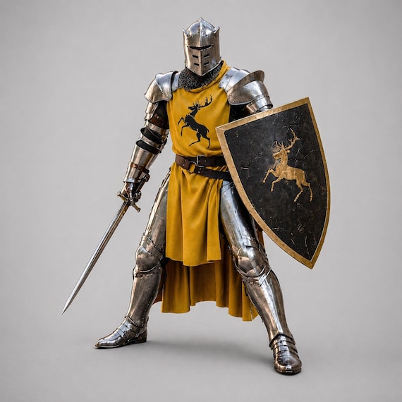 Medieval Full Steel Armor Suit Inspired By King Robert Baratheon - Gothic LARP & Cosplay, Full Body Fantasy Warrior Costume, Halloween Armor