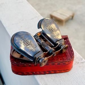 Nautical Brass Binocular With Leather Case Opera Glasses, Spyglass  R & J Beck London 1875 Vintage Gift, Buy 2 Get 1 Free