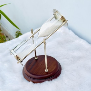 Rotating Unity Sand Ceremony Hourglass, Rotating Design for Weddings and Special Moments, Vintage Brass Hourglass with Wooden Base
