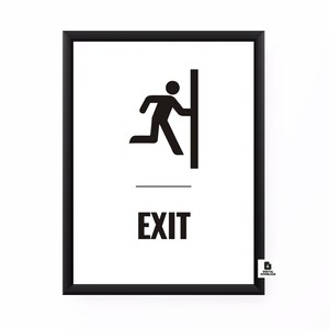 Black and White Exit Sign Print Printable Instant Digital Download - Etsy