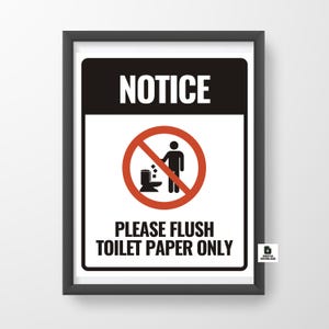 Si prega di gettare solo carta igienica cartello stampa stampabile download digitale istantaneo