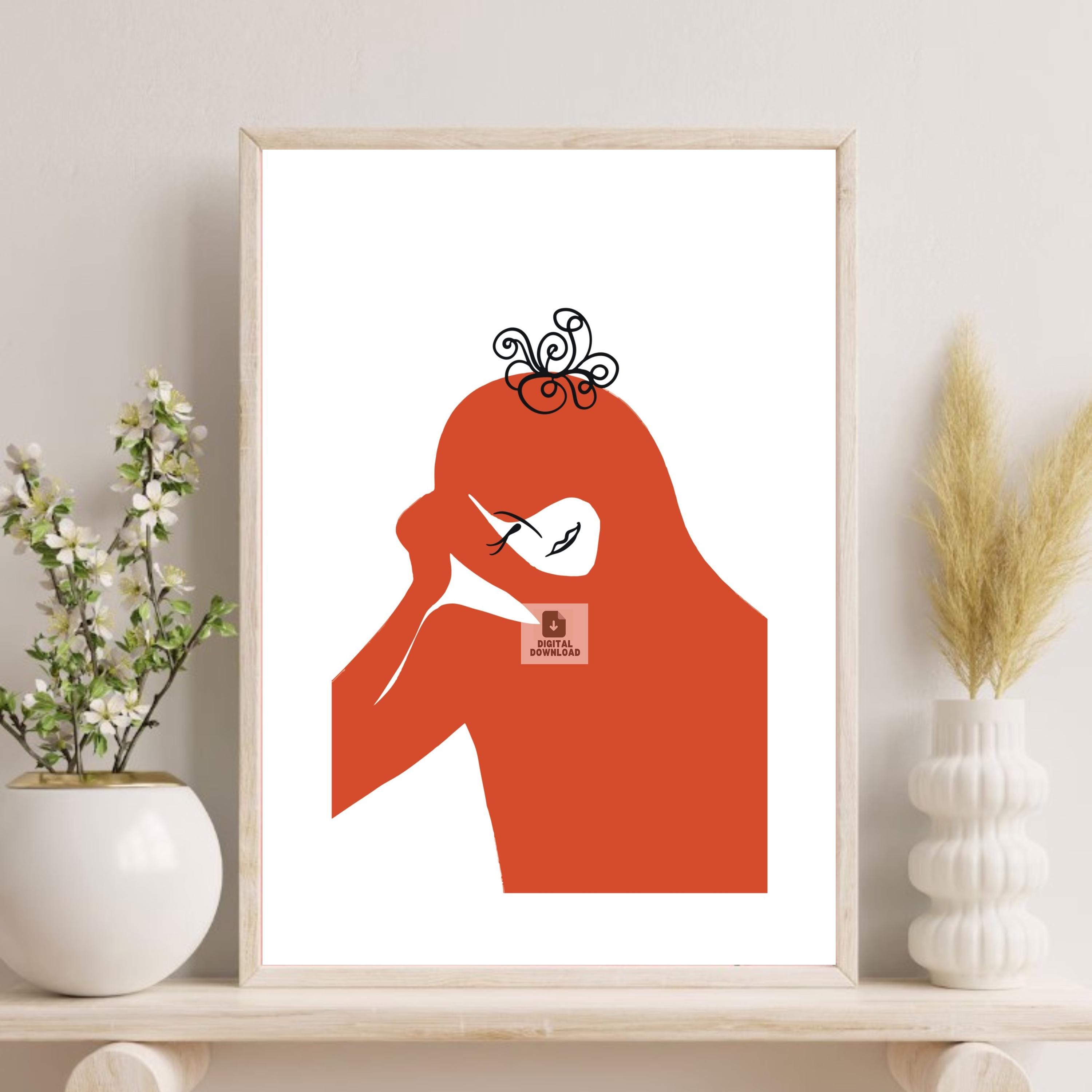 Red Woman Printable Wall Art Wall Decor Digital Download