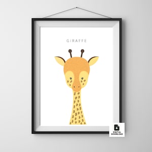 A Cartoon Style Giraffe Head With A Light Yellow And Orange Color, Printable Wall Art Digital Download Wall Decor Instant Download