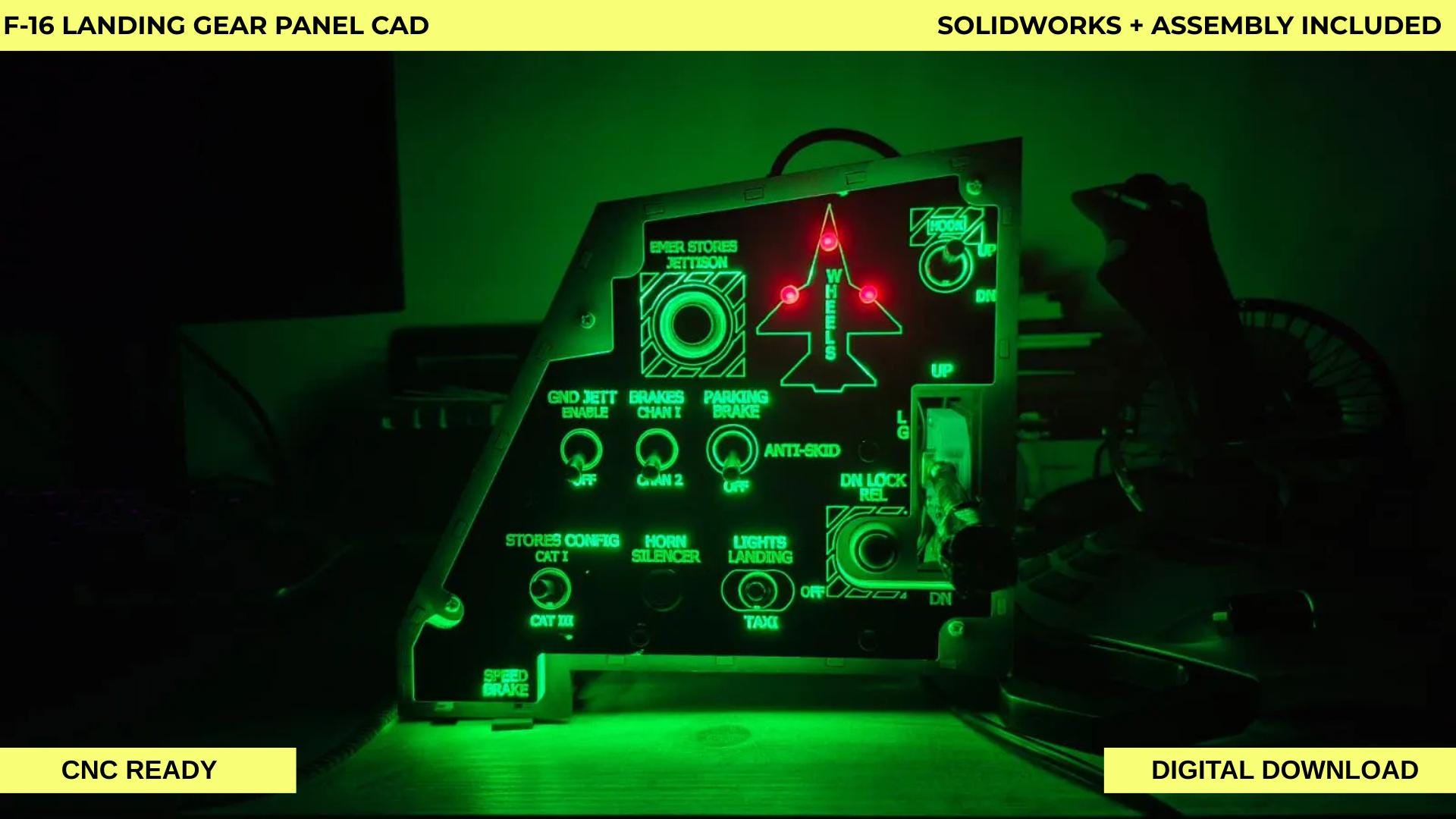 F-16 Landing Gear Panel – Full Scale Cockpit Control CAD (solidworks ...