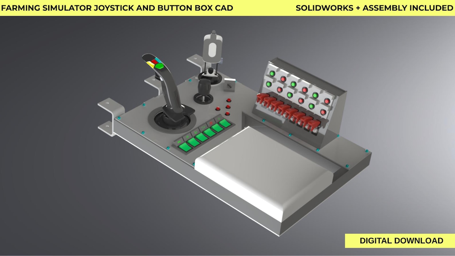 Panel Instruments Solidworks Farming Simulator Joystick Button Box CAD Design – DIY Control Panel ...